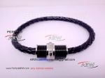 Perfect Replica High Quality Black Leather Mont Blanc Bracelet - Stainless Steel With Black Clasp